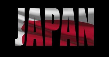 Japão país nome com nacional bandeira acenando. gráfico escala video