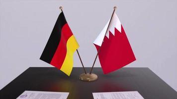 Bahrain and Germany politics relationship animation. Partnership deal motion graphic video