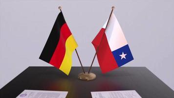Chile y Alemania política relación animación. camaradería acuerdo movimiento gráfico video