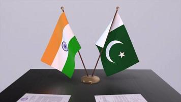 Pakistan et Inde nationale drapeaux. Partenariat traiter animation, politique et affaires accord la coopération video