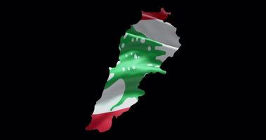 Lebanon outline with waving national flag. Alpha channel background. Country shape with animation video