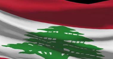 Libanon vlag golvend detailopname, nationaal symbool van land achtergrond video