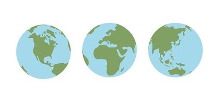 Globe world map. Planet earth flat vector illustration. Doodle map with continents and oceans.