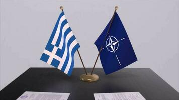 Grécia país nacional bandeira e NATO bandeira. política e diplomacia ilustração video