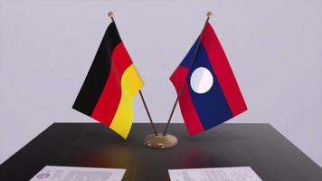 Laos und Deutschland Politik Beziehung Animation. Partnerschaft Deal Bewegung Grafik video