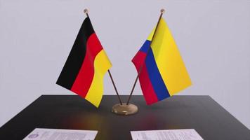 Colômbia e Alemanha política relação animação. parceria acordo movimento gráfico video