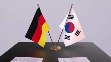 South Korea and Germany politics relationship animation. Partnership deal motion graphic video