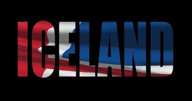 Islande pays Nom avec nationale drapeau agitant. graphique halte video