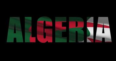 Algérie pays Nom avec nationale drapeau agitant. graphique halte video