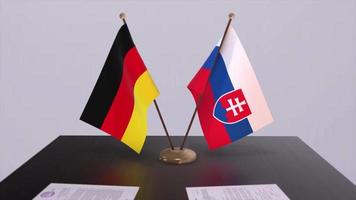 Slovakia and Germany politics relationship animation. Partnership deal motion graphic video