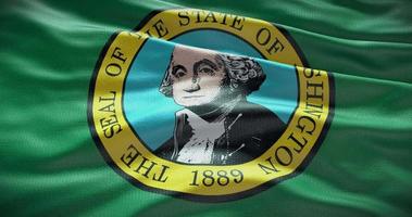 Washington estado bandera ondulación antecedentes. 4k fondo video