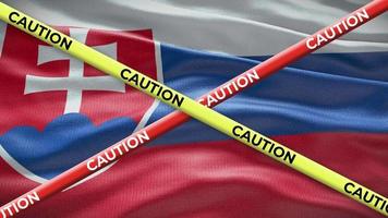 Slovakia national flag with caution tape animation. Social issue in country, news illustration video