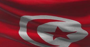 Tunesië vlag golvend detailopname, nationaal symbool van land achtergrond video