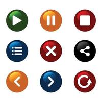 Set of colorful and shiny buttons for music player, video player, web, presentation, etc vector