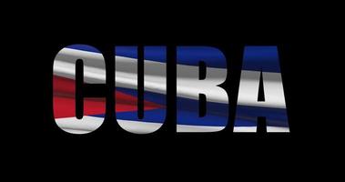Cuba país nombre con nacional bandera ondulación. gráfico escala video