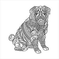 Dog coloring book for adults vector illustration. Anti-stress coloring for adults. Tattoo stencil. Black and white lines