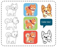 Line art of various dogs with various expressions. Vector illustration for coloring book, coloring pages, sticker, etc