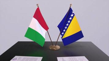 bosnien och herzegovina och Italien Land flaggor animation. politik och företag handla eller avtal video