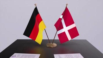 Dänemark und Deutschland Politik Beziehung Animation. Partnerschaft Deal Bewegung Grafik video