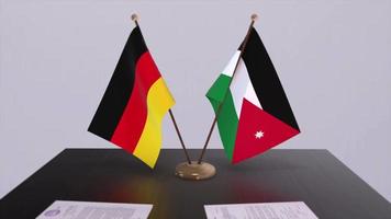 Jordan and Germany politics relationship animation. Partnership deal motion graphic video