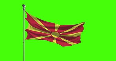 norte Macedônia nacional bandeira acenando em verde tela. croma chave animação. Unidos reino política ilustração video