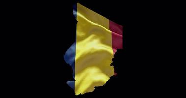 Chad contorno con ondulación nacional bandera. alfa canal antecedentes. país forma con animación video