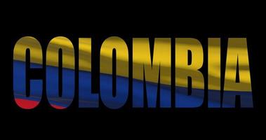 Colômbia país nome com nacional bandeira acenando. gráfico escala