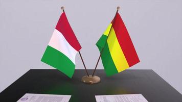 Bolivien und Italien Land Flaggen Animation. Politik und Geschäft Deal oder Zustimmung video