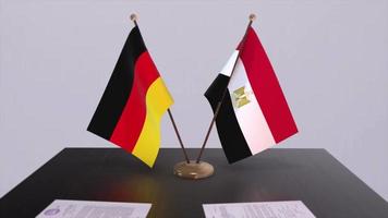 Egypte et Allemagne politique relation animation. Partenariat traiter mouvement graphique video