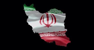 Iran outline with waving national flag. Alpha channel background. Country shape with animation video