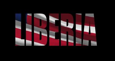 Liberia land naam met nationaal vlag zwaaien. grafisch tussenstop video