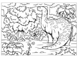 Vector illustration of dinosaurs line art. Suitable for coloring book and coloring pages