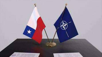 Chile país nacional bandera y OTAN bandera. política y diplomacia ilustración video