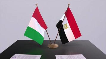 Egypt and Italy country flags animation. Politics and business deal or agreement video