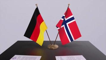 Norvegia e Germania politica relazione animazione. associazione affare movimento grafico video