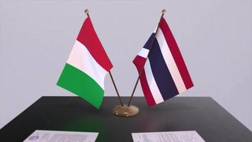 Thailand and Italy country flags animation. Politics and business deal or agreement video