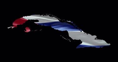 Cuba outline with waving national flag. Alpha channel background. Country shape with animation video