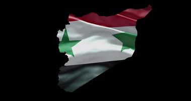 Siria contorno con ondulación nacional bandera. alfa canal antecedentes. país forma con animación video