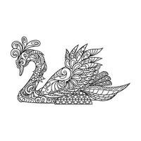 Swan coloring book for adults vector illustration. Anti-stress coloring for adults. Tattoo stencil. Black and white lines. lace pattern