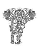 Elephant coloring book for adults vector illustration. Anti-stress coloring for adults. Tattoo stencil. Black and white lines
