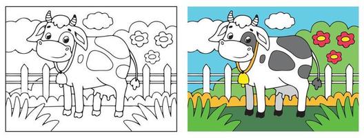 Vector illustration of a cow. Suitable for coloring book, coloring pages, background, poster, banner, cover, etc