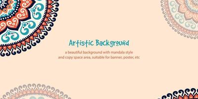 Ethnic background with copy space area using mandala style. Suitable for banner, poster, card, etc vector