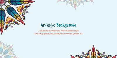 Vector illustration of beautiful mandala style background with copy space area. Suitable for poster, banner, card, web background, etc