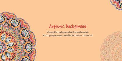 Vector illustration of beautiful mandala style background with copy space area. Suitable for poster, banner, card, web background, etc