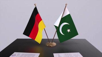 Pakistan und Deutschland Politik Beziehung Animation. Partnerschaft Deal Bewegung Grafik