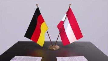 Austria and Germany politics relationship animation. Partnership deal motion graphic video