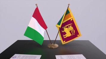 Sri Lanka and Italy country flags animation. Politics and business deal or agreement video