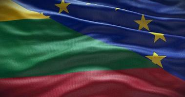 Lituania e europeo unione bandiera sfondo. relazione fra nazione governo e Unione Europea video