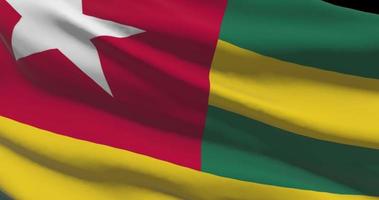 Togo flag waving closeup, national symbol of country background video