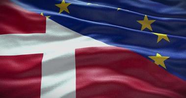 Dänemark und europäisch Union Flagge Hintergrund. Beziehung zwischen Land Regierung und EU video